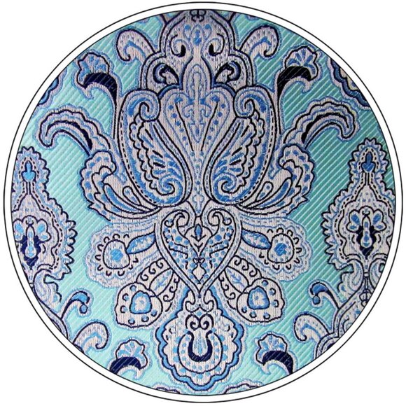 Blue Turquoise Silver Paisley DESIGN 100% SILK TIE Jacquard Woven Holographic Ne - Picture 3 of 7